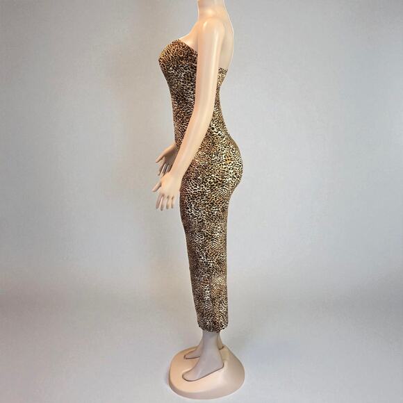Leopard Print Strapless Midi Dress - Picture 4 of 6